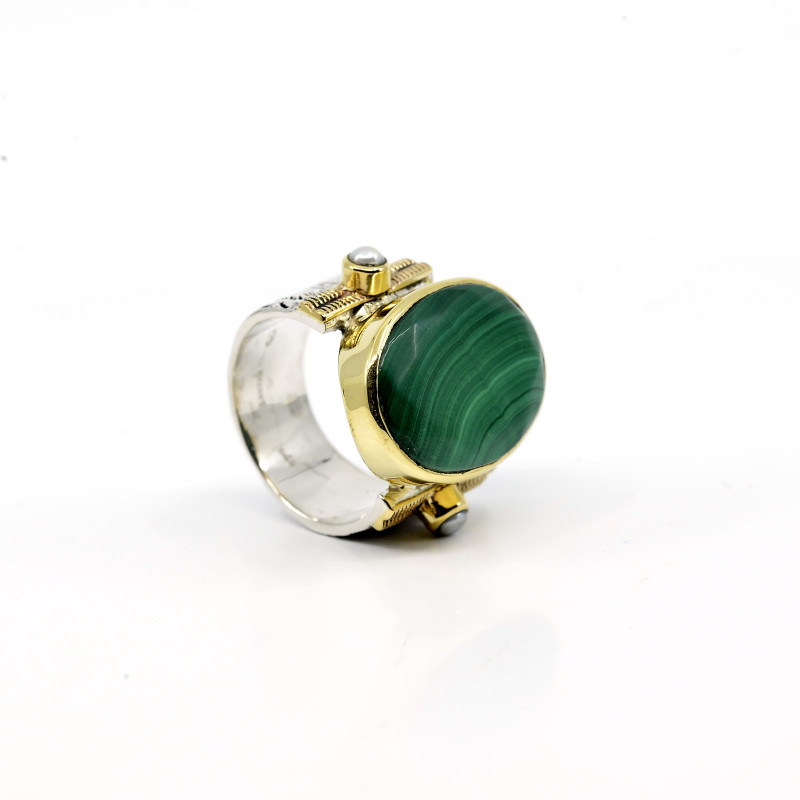 Birdy  - Bague Agathe XL Ovale Malachite