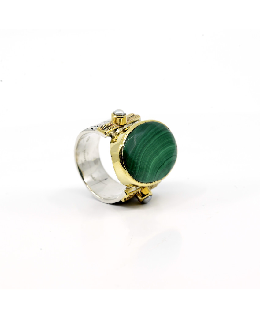 Birdy  - Bague Agathe XL Ovale Malachite