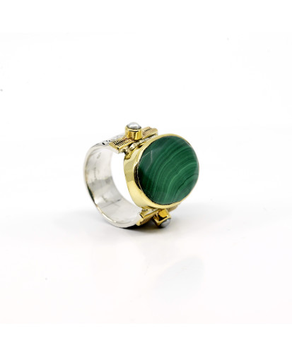 Birdy  - Bague Agathe XL Ovale Malachite
