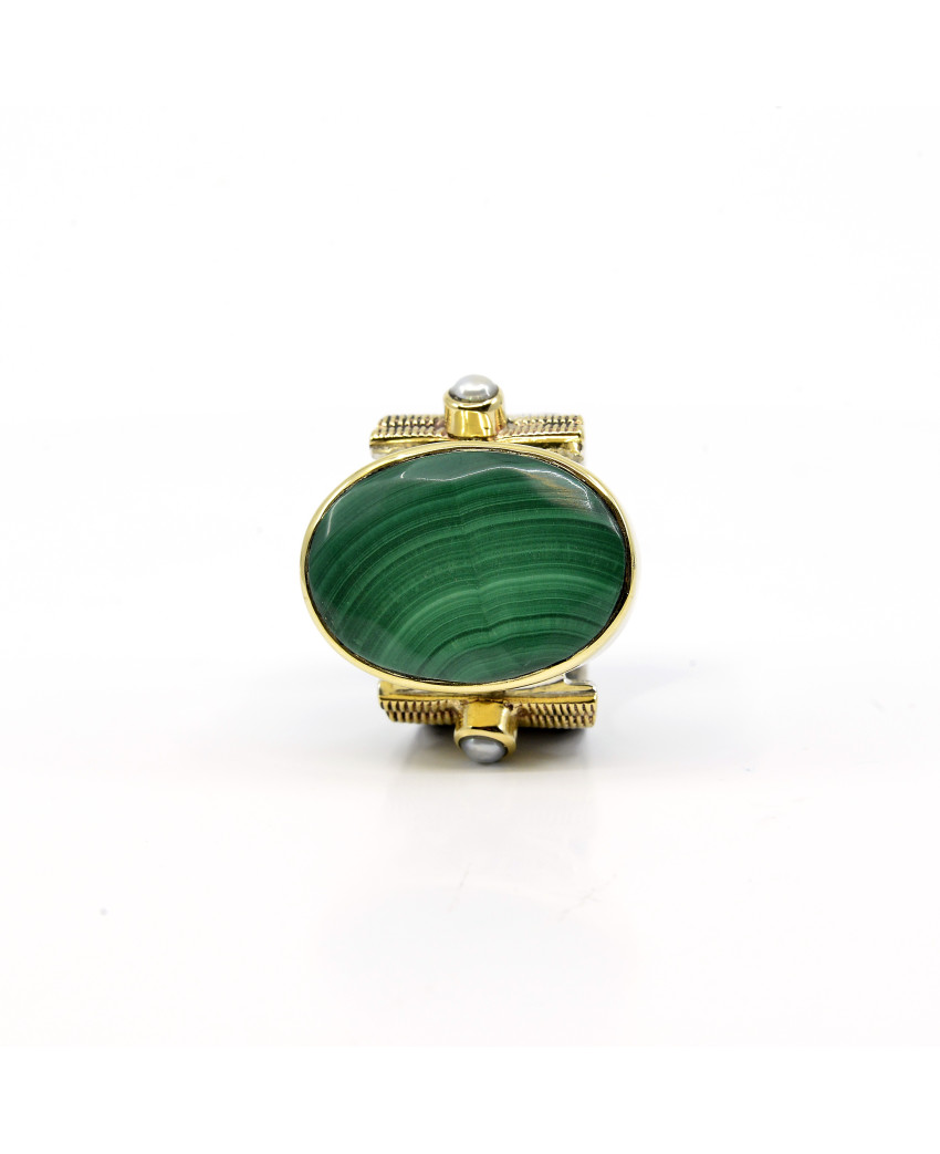 Birdy  - Bague Agathe XL Ovale Malachite