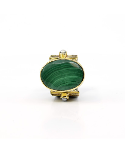 Birdy  - Bague Agathe XL Ovale Malachite