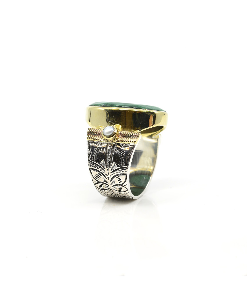 Birdy  - Bague Agathe XL Ovale Malachite