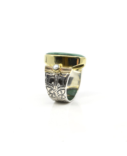 Birdy  - Bague Agathe XL Ovale Malachite