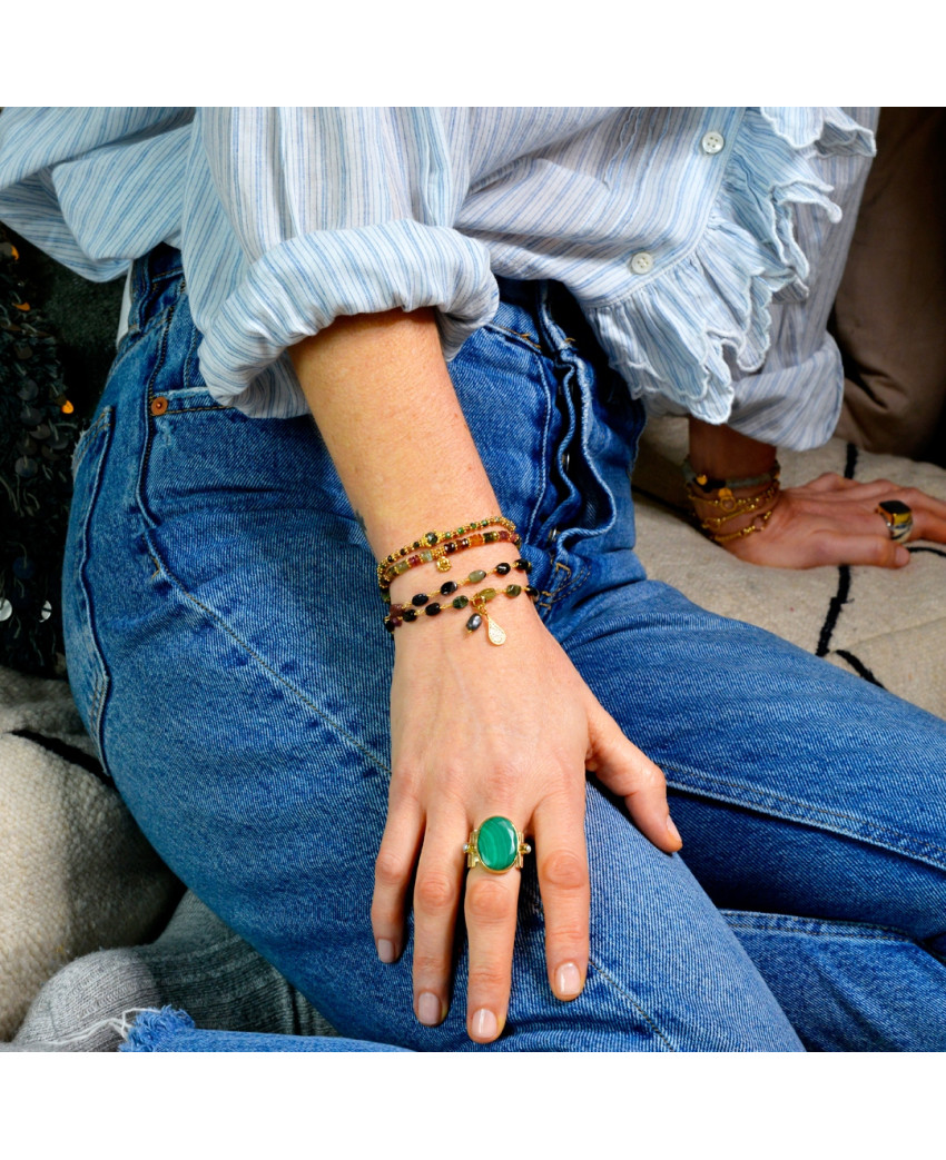 Birdy  - Bague Agathe XL Ovale Malachite