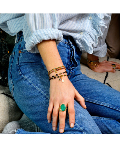 Birdy  - Bague Agathe XL Ovale Malachite