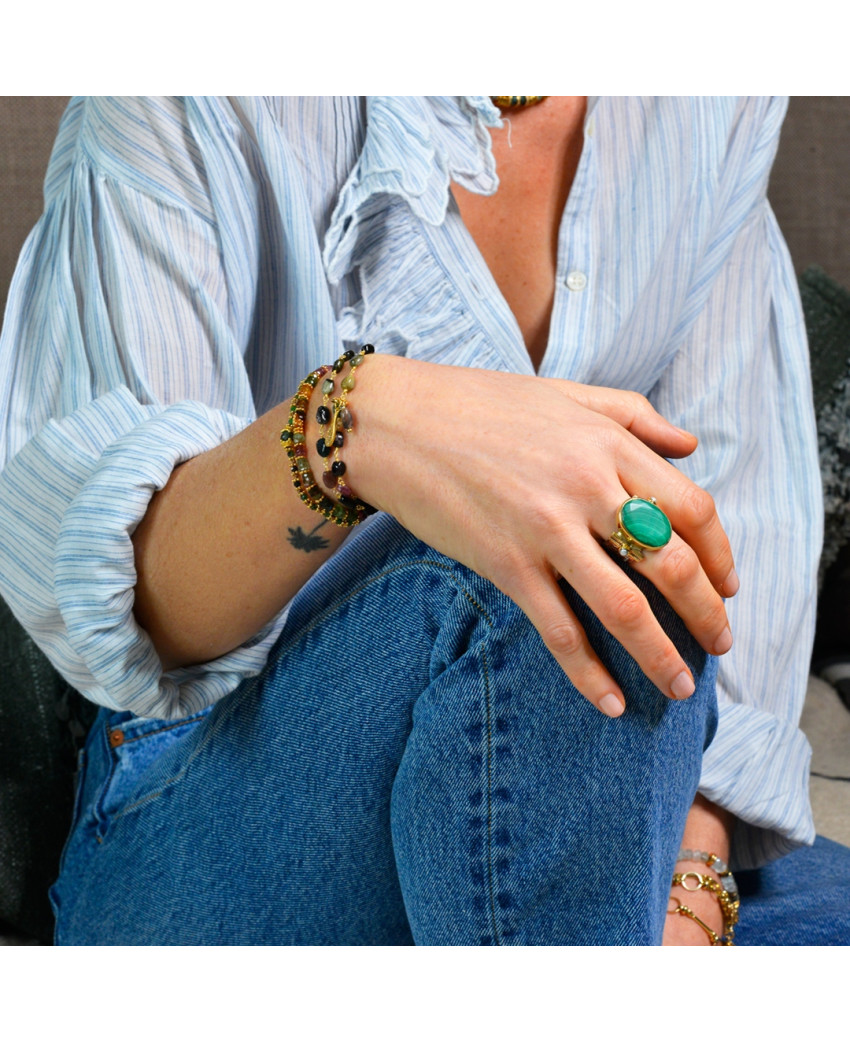 Birdy  - Bague Agathe XL Ovale Malachite