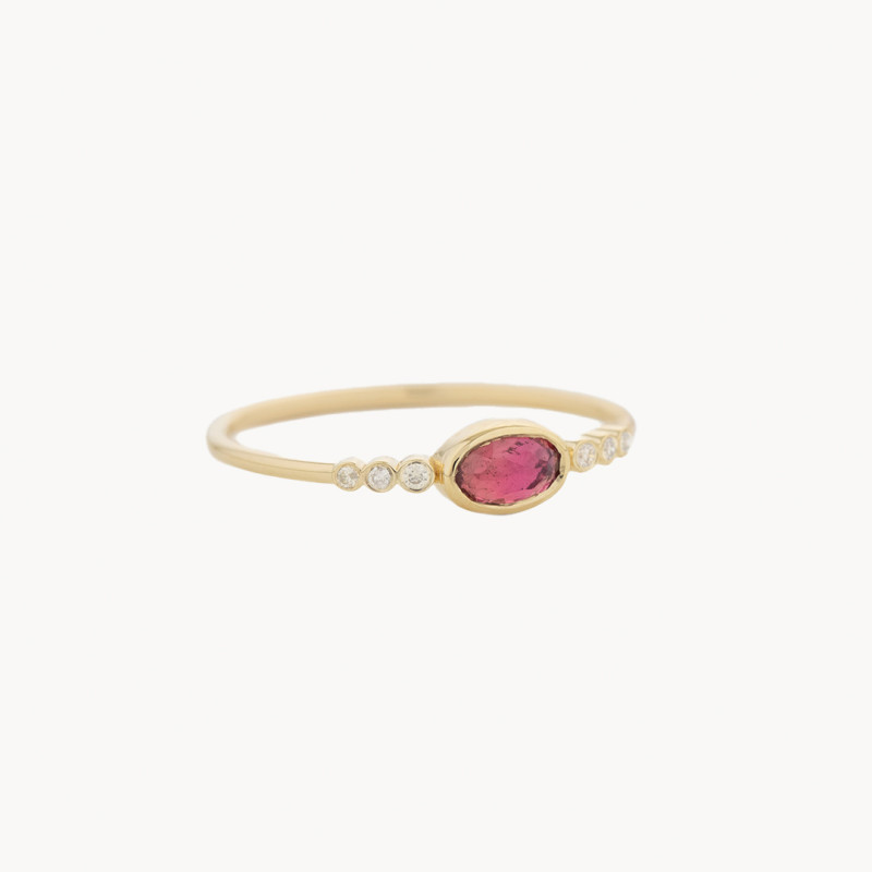 Bague Tourmaline Rose et Diamants
