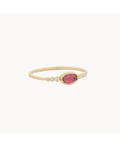 Bague Tourmaline Rose et Diamants