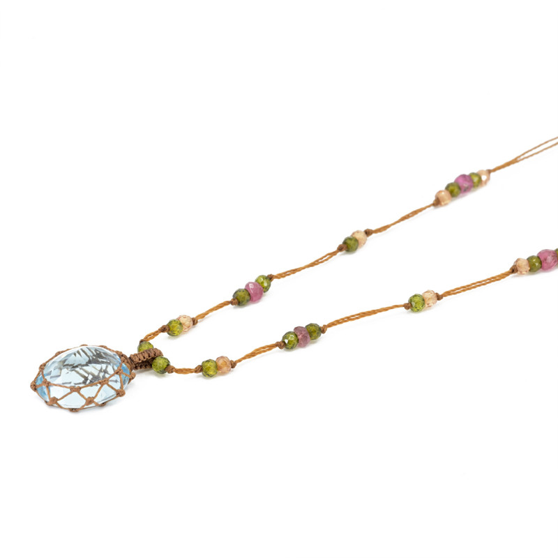 Sharing - Collier short tibet Topaze Bleue CONF